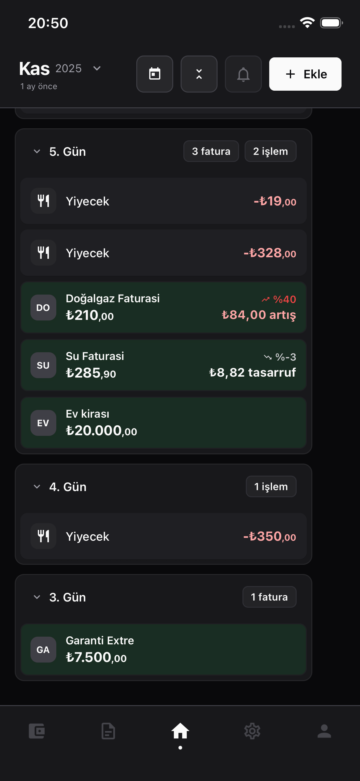 Paraplan İşlem Listesi